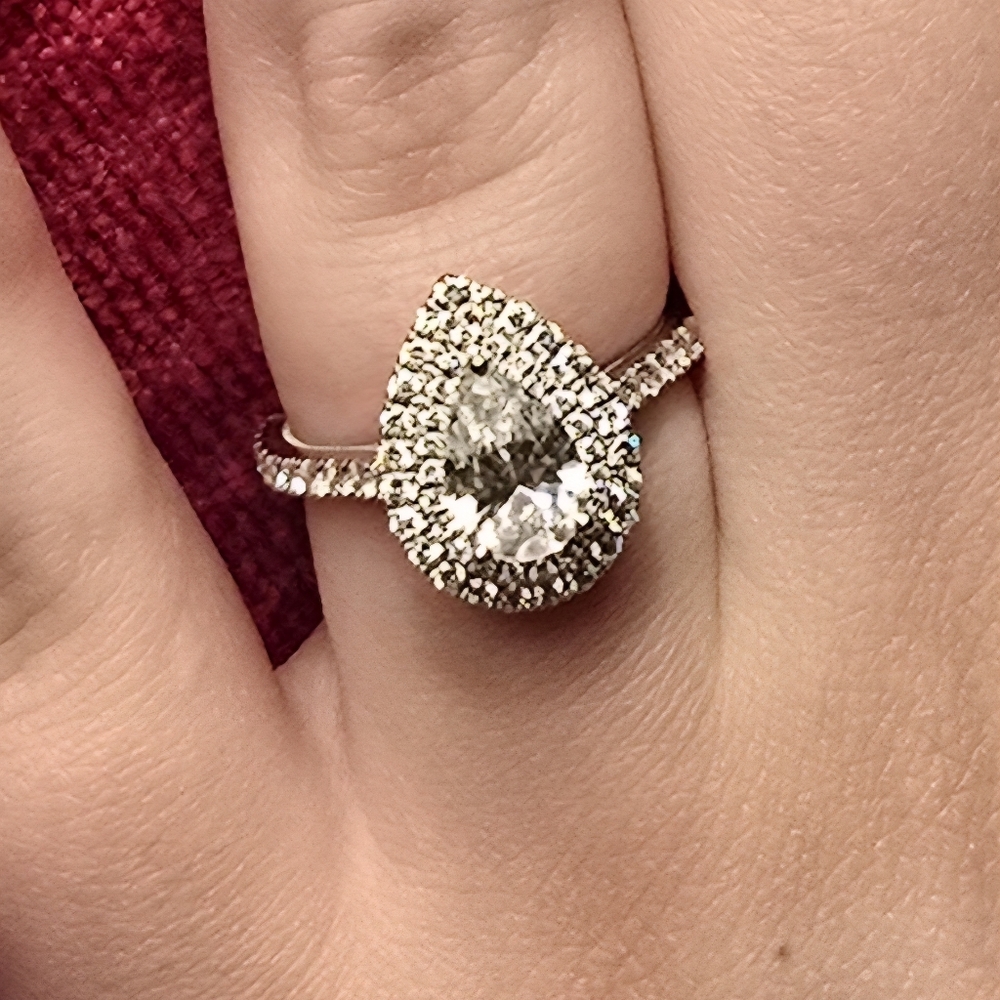 Neil Lane Size 7 White Gold Engagement Ring Pear Shape